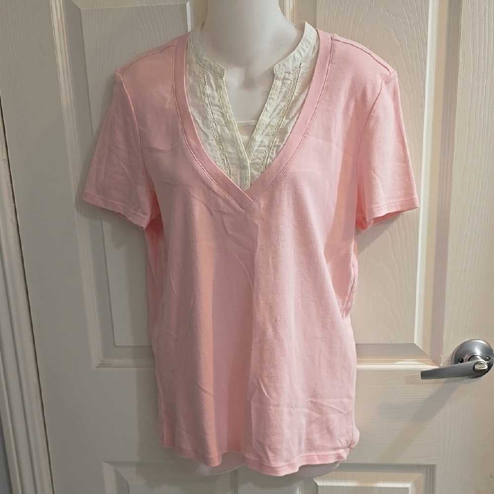 Laura Scott Pink Short Sleeve Relaxed Shirt